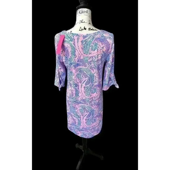 NWT LIlly Pulitzer Preston Dress Coastal Blue Maybe Gator Size M - Picture 8 of 15